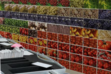 Jeux d'étiquettes informatives avec photo quadri pour fruits et légumes pour la grande distribution